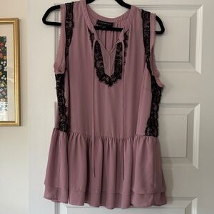 Lane Bryant Blush Top with Black Lace Accents